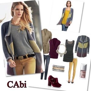 CAbi 467 blanket sweater. Colorblock sweater